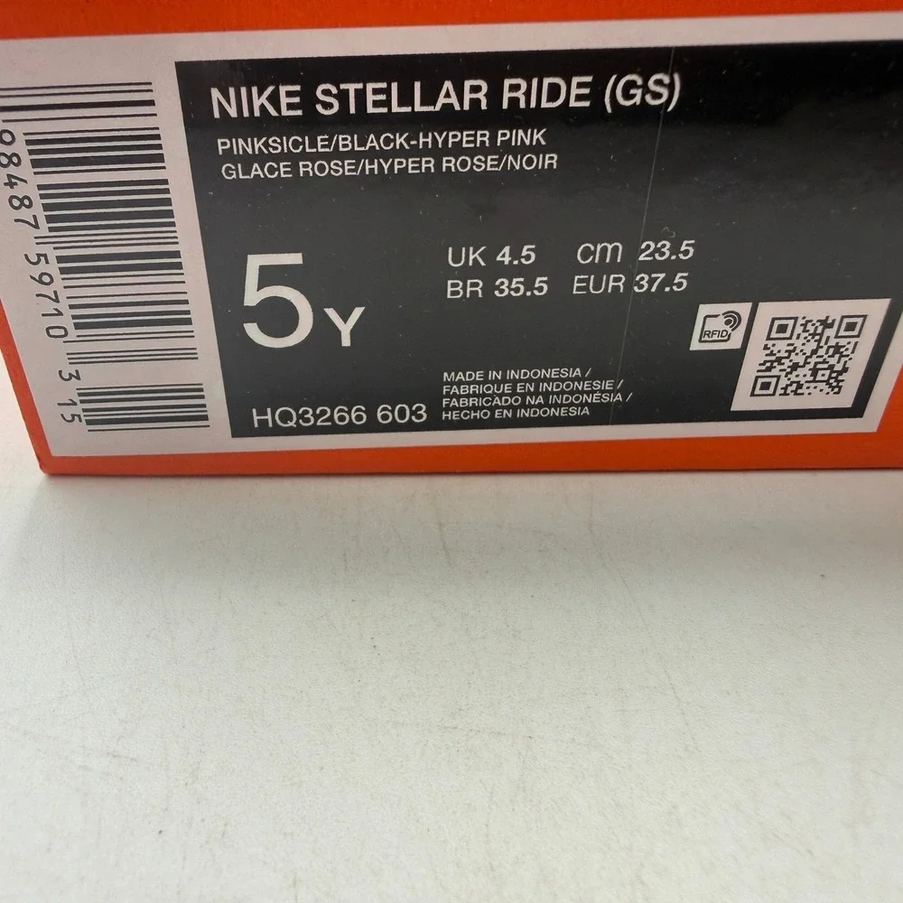 Nike Stellar Ride Shoes Kids Size 5Y Pink Black Running HQ3266-603